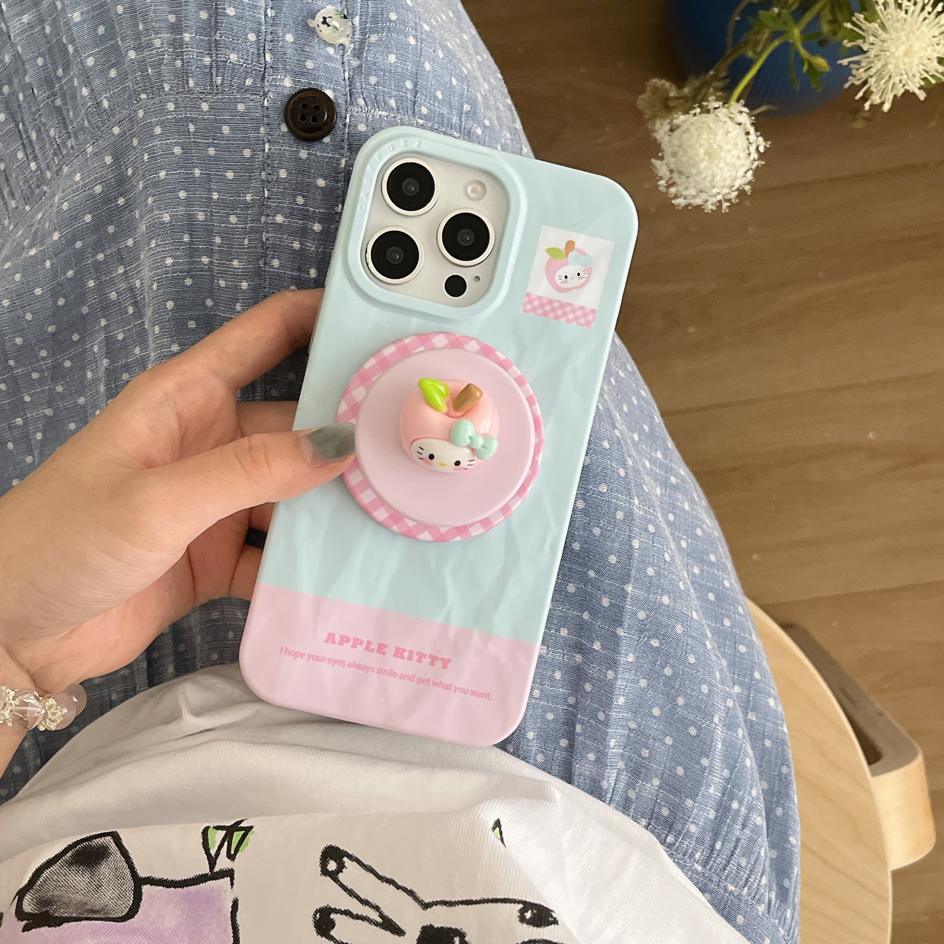 Empalme simple Inglés Apple KT cat para iPhone15Pro funda para teléfono móvil 16ProMax dibujos animados 14/13 femenino