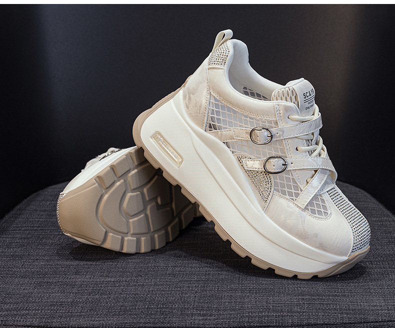 Giày sneaker nữ đế dày phong cách Hàn Quốc, gót 8 cm, form cổ điển — Vàng 5072, Be 5072 chi tiết 15