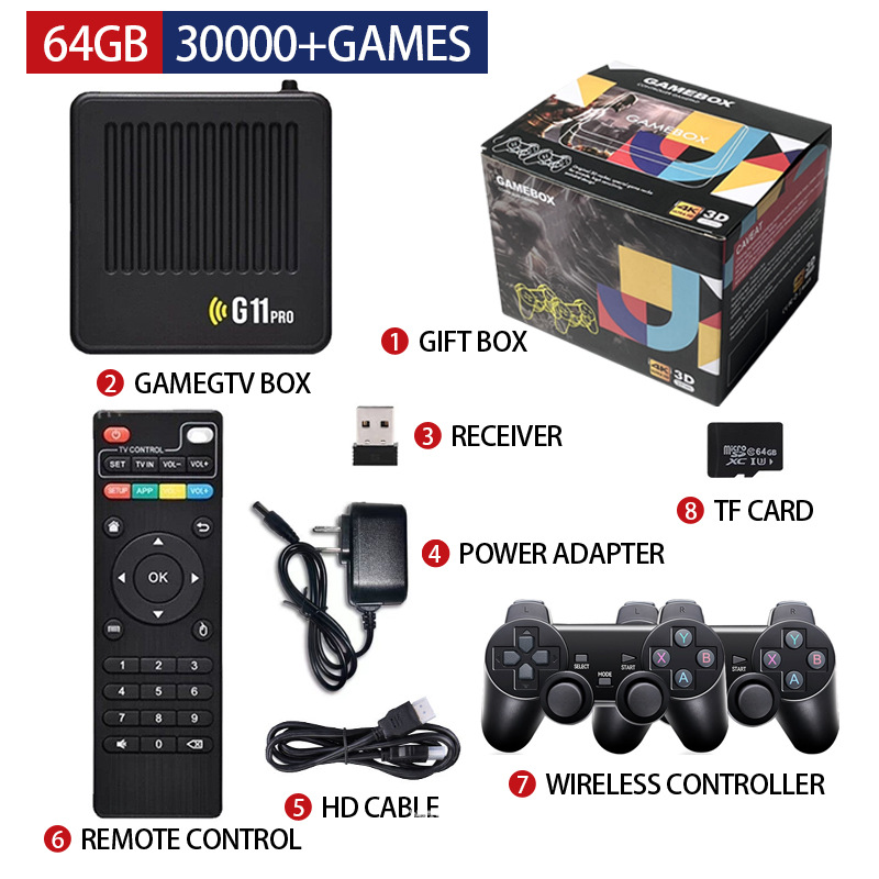 Consola de Juegos G11PRO Transfronteriza, Cuidadosamente Seleccionada, Receptor de TV 4K con Sistema Dual Android, Inalámbrico, para Dos Jugadores