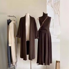 软糯针织衫三件套女秋冬新款显瘦宽松温柔风毛衣开衫裙子时尚套装