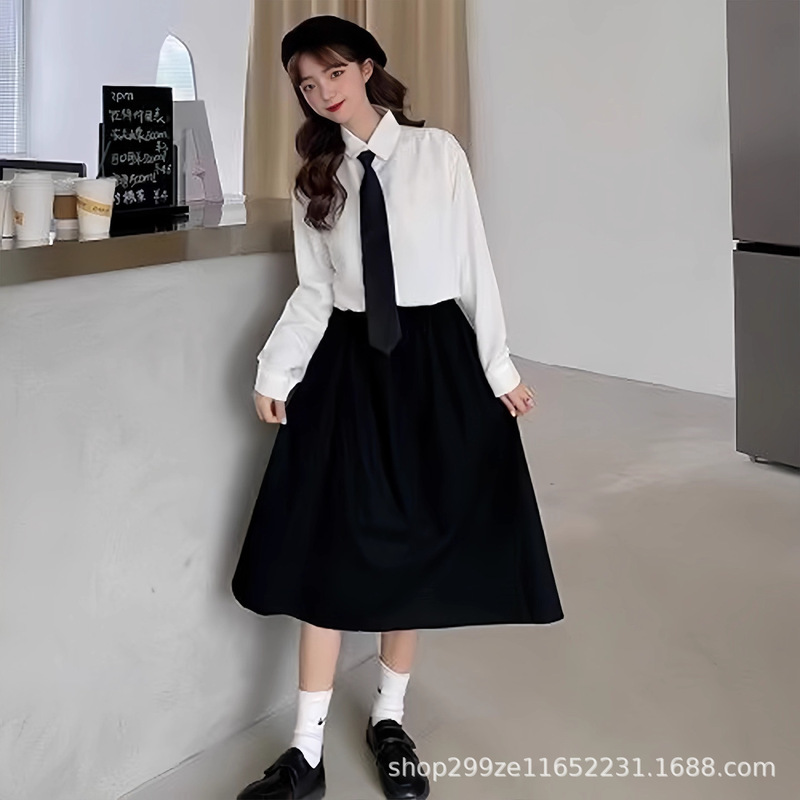 College Style Junior and High School Students Long-Sleeved White Shirt Graduation Class Uniform Recitation Chorus Performance Dress Jk Uniform Shirt
