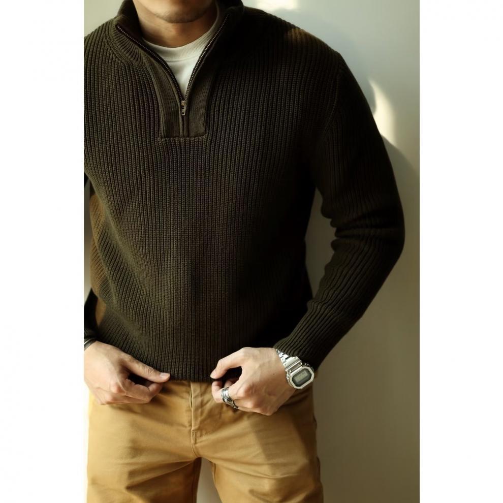Half Zip Stand Up Collar Sweater, Men's Autumn And Winter Knitted Sweater, Thread Sweater, Hoodie Trend_voghion.com