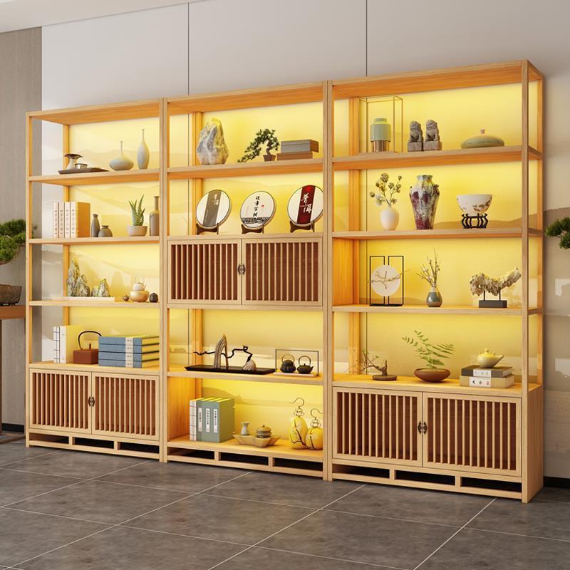 实木茶叶柜紫砂壶展示柜产品置物货架玄关摆件柜中式复古瓷器展柜