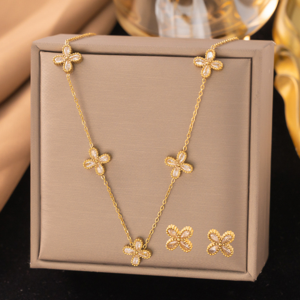 Juego de joyería de acero de titanio 2023 – collar, aretes, de alta gama, venta al por mayor