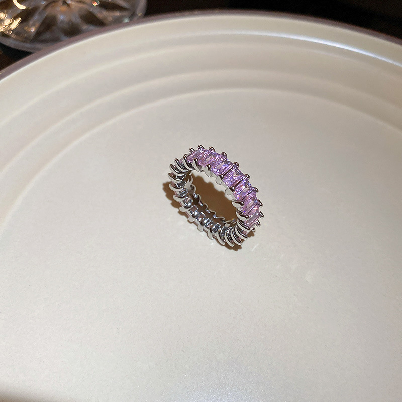 INS Style Heart Shape Copper Inlay Zircon Rings 1 Piece