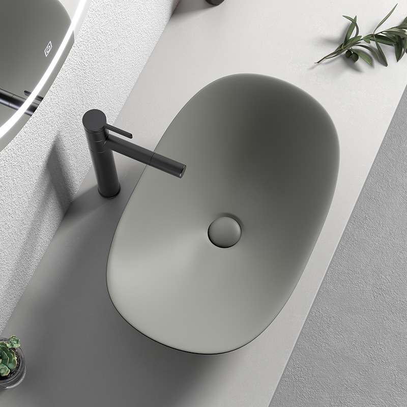 Mesa nórdica cuenca lavabo negro verde oscuro lavabo único lavabo creativo lavabo de cerámica lavabo Cuenca del hogar