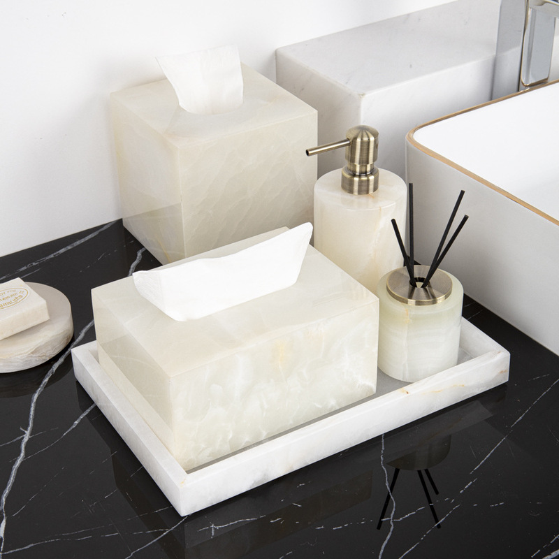 Minimalist Style Marble Bathroom Set, Warm-Toned Home Decor Items for Hotel and Villa Model Rooms, Cross-Border Foreign Trade