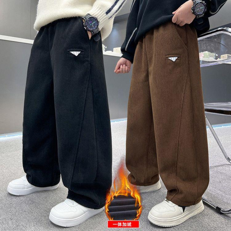 Boys' Pants, Sports Pants, Autumn and Winter 2025 New Kidsren's Winter Pants, Medium and Large Kidsren's Velvet Pants, Handsome