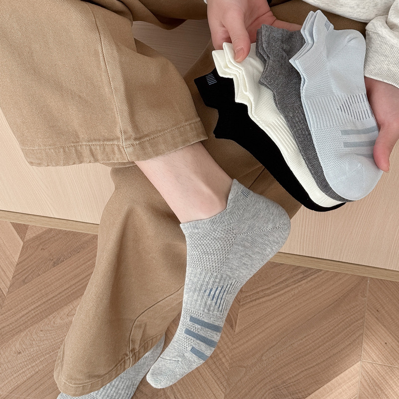 26 new summer thin men's socks, short socks, mesh breathable sweat-absorbing cotton socks with heel tabs and ankle protection
