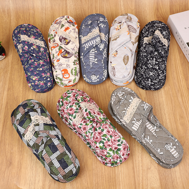 [Small Wholesale] New Anti-Slip Korean Quilted Double-Layer Women's Slippers Spring, Summer, Autumn and Winter Home Indoor Cotton