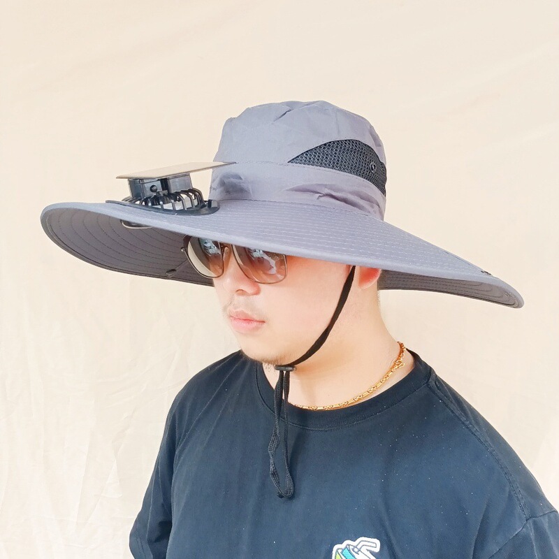 ソーラーファンキャップ釣り帽メンズアウトドア登山帽紫外線防止サンシェード漁師帽扇風機付き帽子|undefined