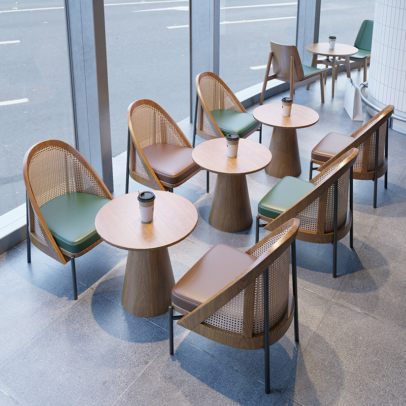 Mesa de café de alta gama de madera maciza mesa de ocio y negociación de combinación de silla pequeña mesa de café área de descanso recepción sofá silla una mesa y dos sillas