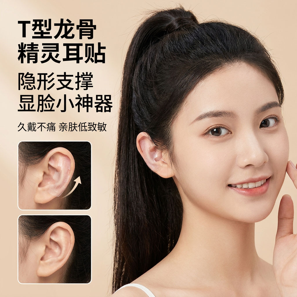 New Elf Ultra-Thin Invisible Ear Patches, Popular Internet Celebrity Ear Patches, Long-Lasting, Skin-Friendly, Breathable, Waterproof, Face-Slimming Ear Patches