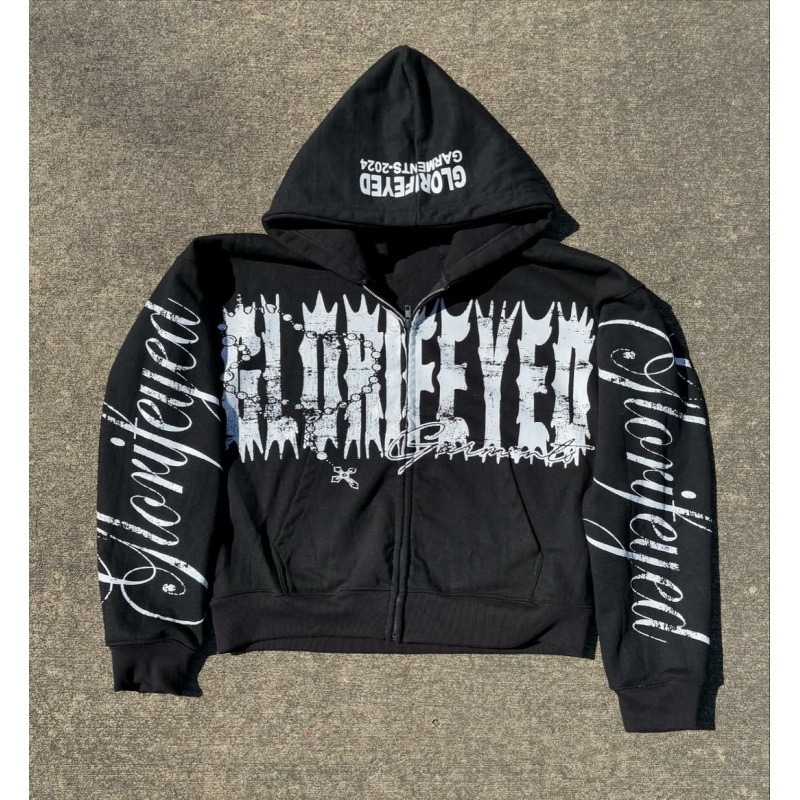 Trendige Herrenbekleidung: Personalisiertes bedrucktes Sweatshirt mit Reißverschluss, langärmelig, Kapuze, Retro-Stil für Damen und Herren_voghion.com