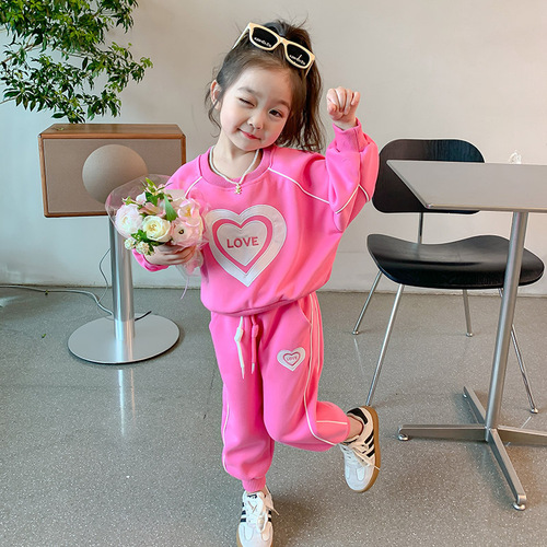 Girls Suits 2024 New Fashionable Baby Sweaters and Pants Spring Clothes Girls Sports Children's Clothing Children's Spring Clothes