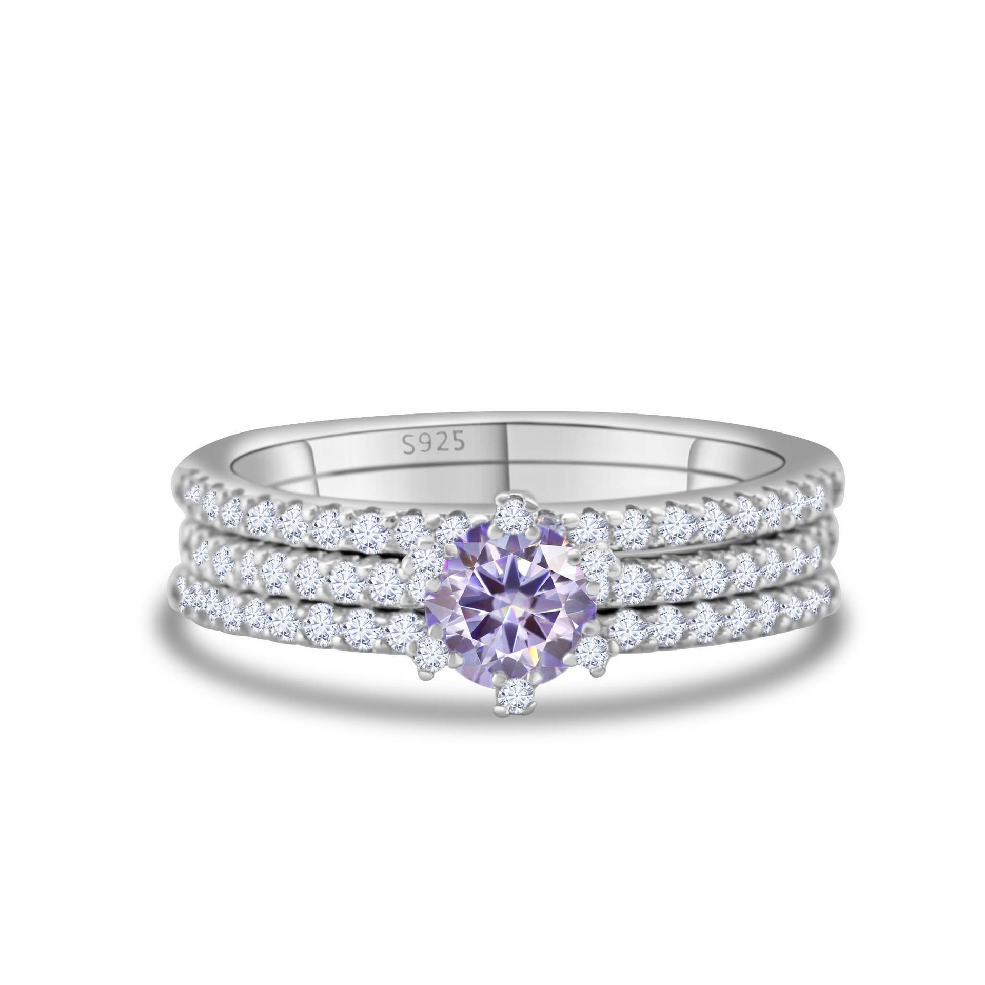 Nuevo 925 plata esterlina platada pt950 oro 50 puntos de diamante de mosan anillo de fila tres anillo multi-variable caliente transfronterizo