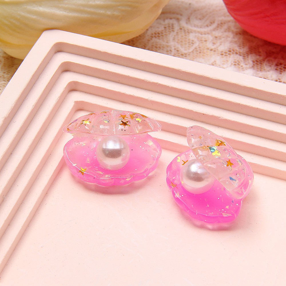 Gradiente tridimensional brillo simulación perla Shell accesorios de resina DIY teléfono móvil Shell Cros zapato hebilla aparcamiento signo Decoración