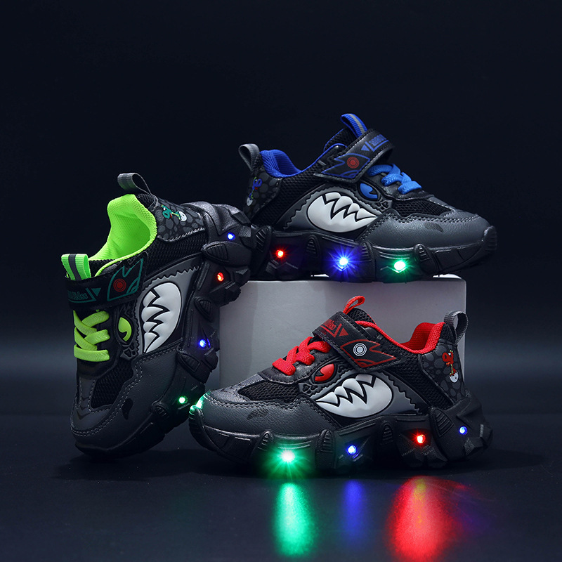 Children's New Mesh Sports Shoes for Boys, Spring & Fall Flats for Girls, Led Luminous Light-Up Toddler Luminous Shoes