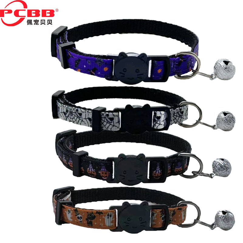 Amazon nuevo collar de mascotas de Halloween collar de gato collar de arco con campana