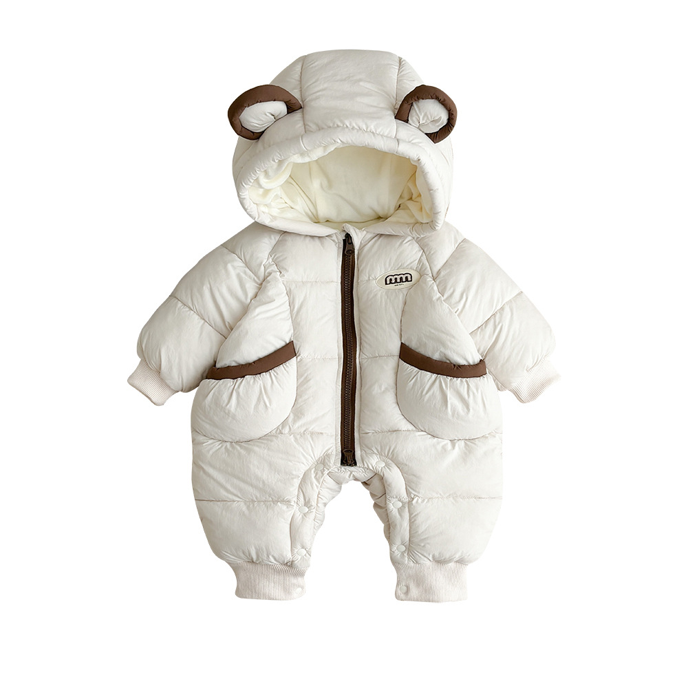 Ropa para niños coreanos ropa de invierno para bebés más mamelucos acolchados de terciopelo versión coreana bebé lindo súper lindo mono chaqueta acolchada de invierno marea