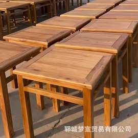 厂家批发实木八仙桌家用正方形餐桌老榆木做旧吃饭桌椅老门板茶桌