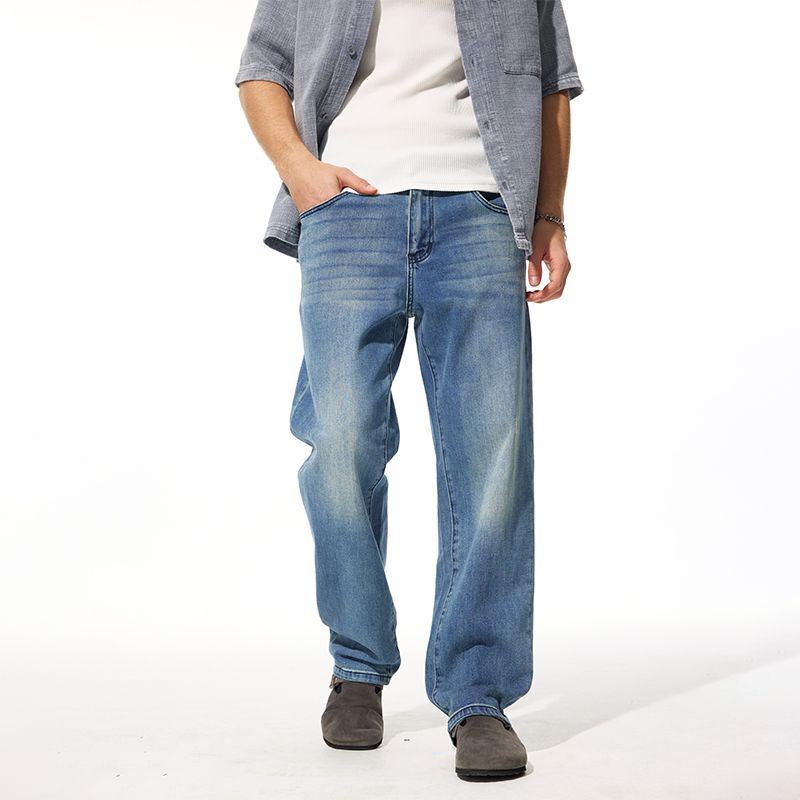 American Retro Washed Jeans for Men 2025 Spring and Autumn New Loose Trendy Versatile Casual Straight Wide-Leg Pants