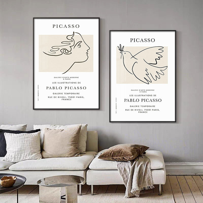 Picasso decorative painting peace pigeon abstract abstract lines figure living room sofa desktop painting restaurant painting