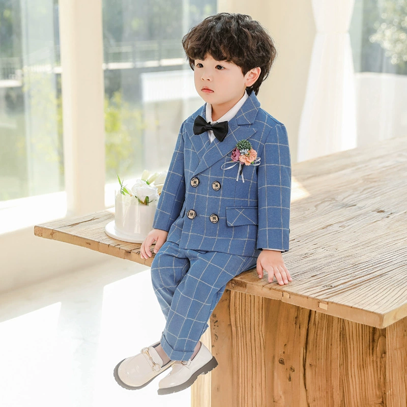 Детский костюм, весенне-осенний свадебный костюм с цветочным узором для девочек, детский британский костюм для выступлений, костюм для мальчика на один год