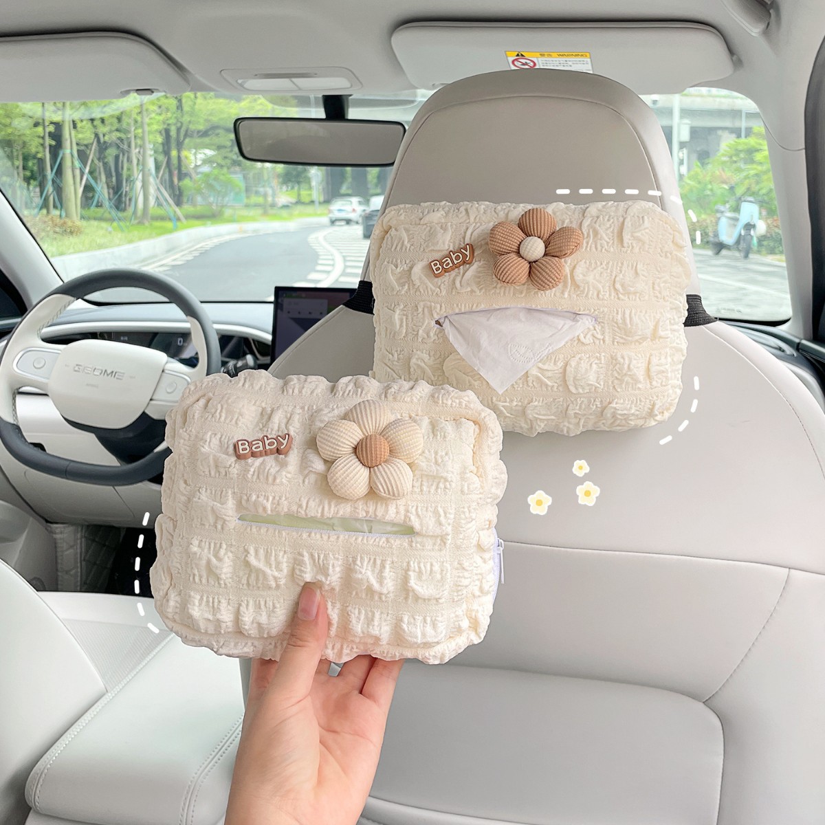 Car Tissue Box, Car Tissue Box, Armrest Box, Sun Visor, Seat Hanging, Cute, Simple, High-End Paper Bag for Women