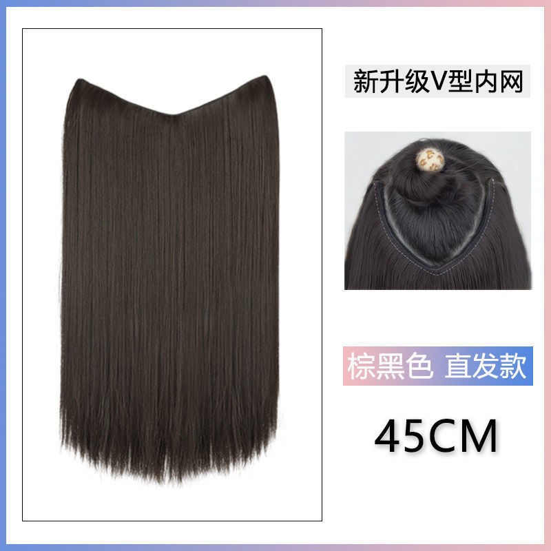 Peruca de una pieza de cabello corto femenino peludo pelucón de pelo ondulado en forma de V extensión de cabello invisible sin marcas pelucón