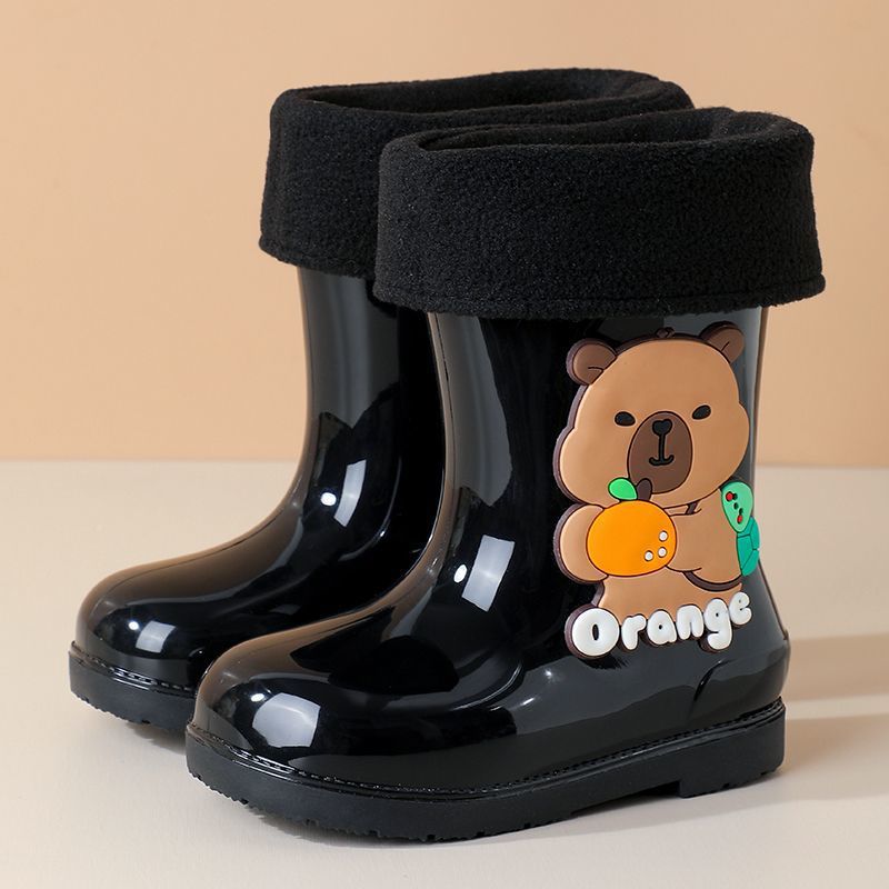 Nuevos niños capibara barril corto impermeable bebé zapatos de lluvia botas de lluvia barril medio para niños y niñas dibujos animados jardín de infantes zapatos de agua