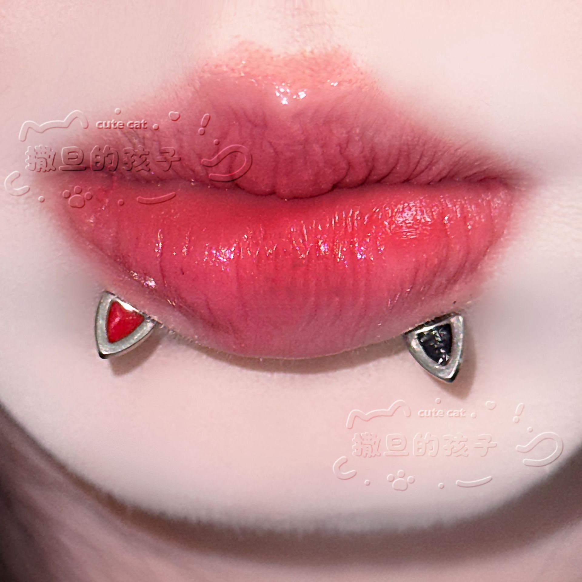 Pointed labret stud close-up product detail