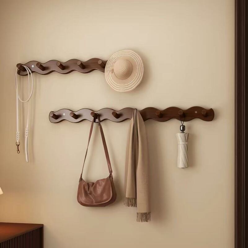 Wall-mounted clothes rack, one-row key, bag, and clothes hook, entryway coat rack, no drilling required Wall-mounted clothes rack, one-row key, bag, and clothes hook, entryway coat rack, no drilling required