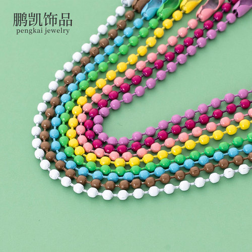 10 colorful metal paint wave bead chains doll buckle pendant chain tag iron chain DIY jewelry accessories