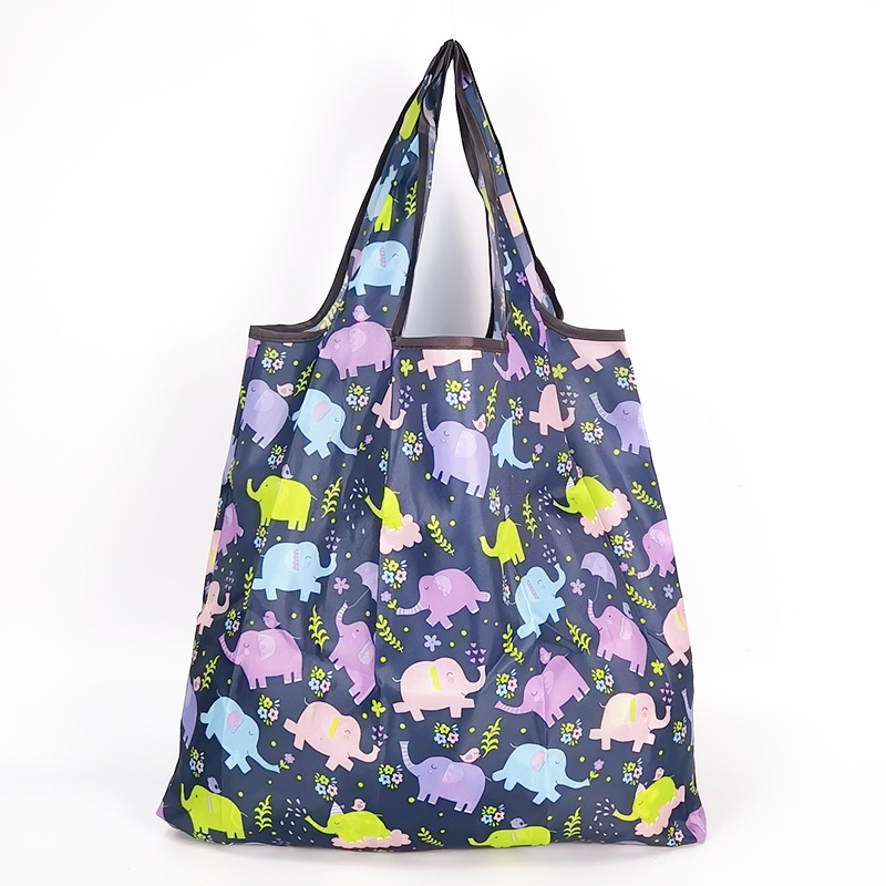 Bolso de compras de supermercado mediano de dibujos animados bolso verde bolso de moda bolso de compras plegable Portátil Bolsa de nylon impermeable image 77