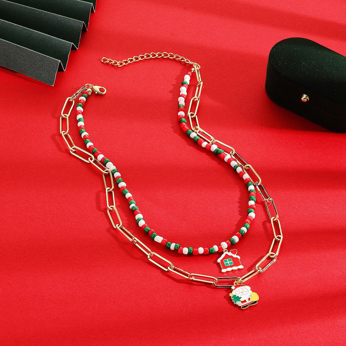 bijoux exclusifs nouveau produit collier de Noël collier de Noël multicouche collier de Noël_voghion.com