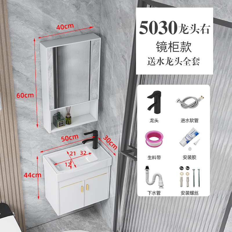 Gabinete platino 50 * 30cm maceta derecha + Gabinete de espejo de almacenamiento
