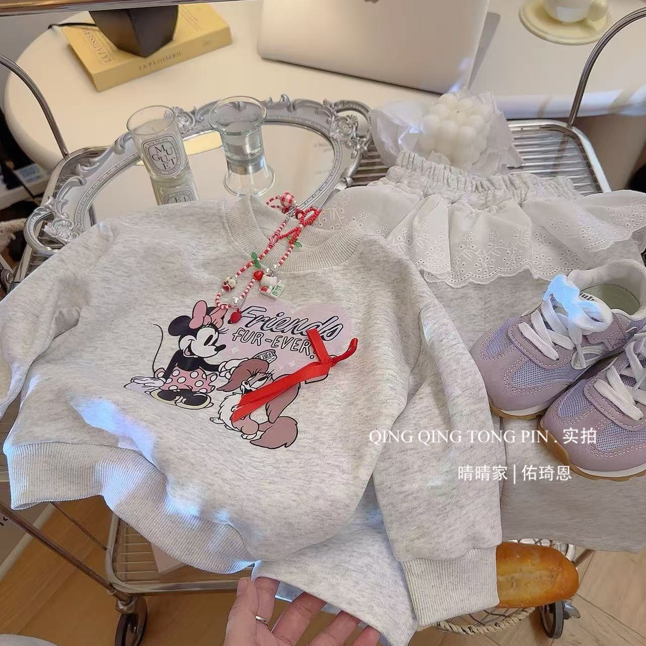 女童2025春季韩版儿童套装卡通满印花卫衣卫裤运动两件套宝宝洋气