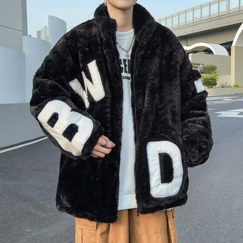 2023 carta de color de contraste bordado Abrigo acolchado de algodón de lana de cordero Abrigo acolchado de algodón de solapa para hombres y mujeres abrigo de lana de cordero de invierno engrosado