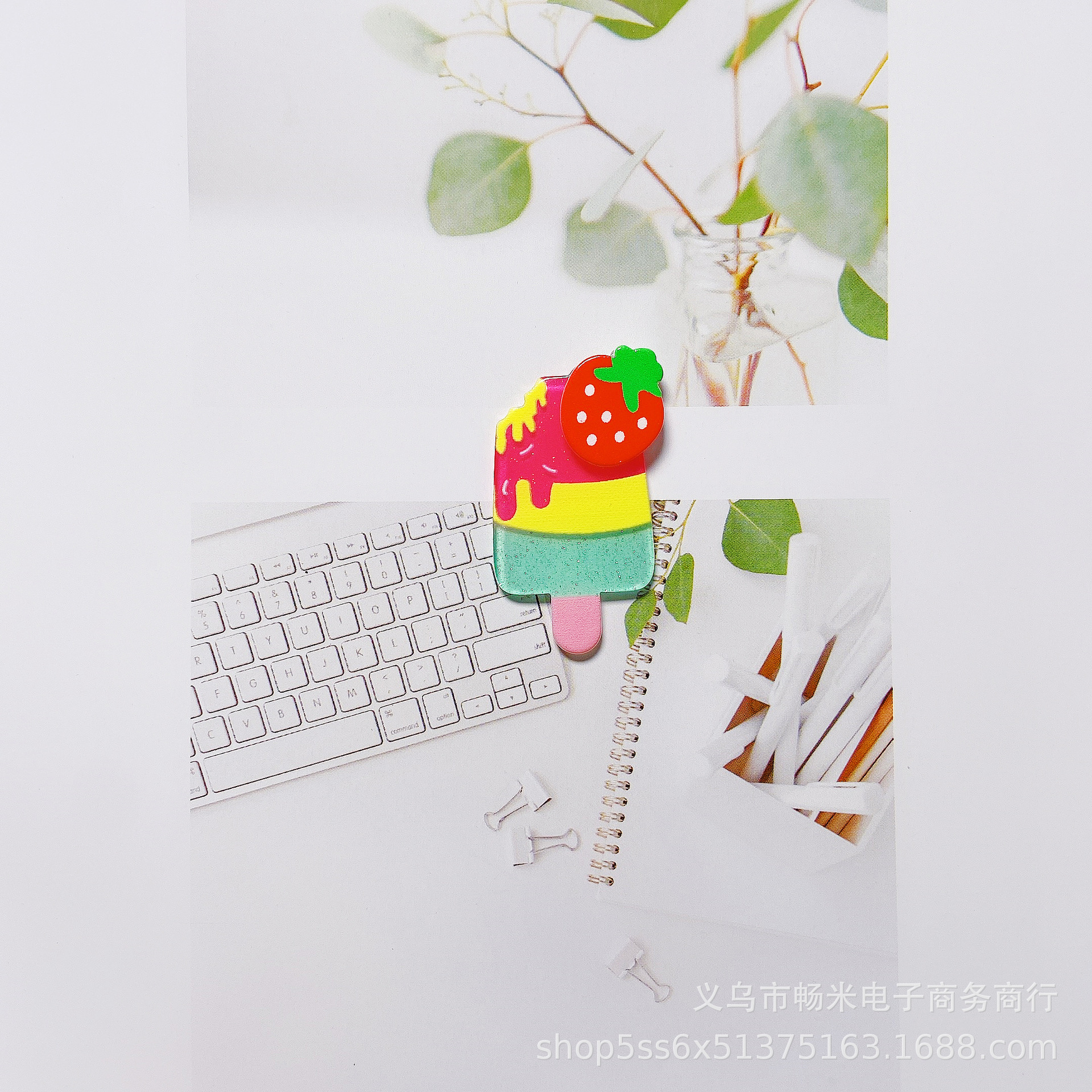 Creative Popsicle tridimensional parche acrílico de doble capa joyería de la cáscara del teléfono móvil con llavero bricolaje pendientes hechos a mano material