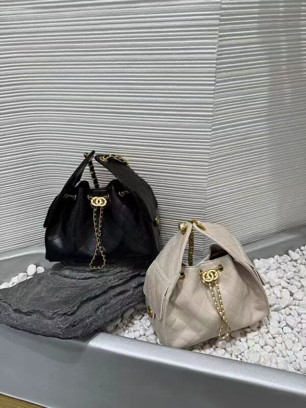 hobo包高级感菱格小香风水桶包链条抽带包中古单肩腋下包通勤女包|undefined