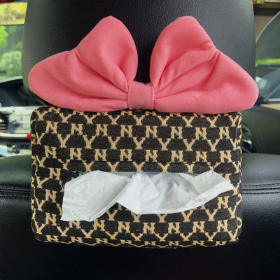 Car tissue box/set Type, Runaway Princess Bow - pink-bow-yn-tissue-box-tissue-not-included