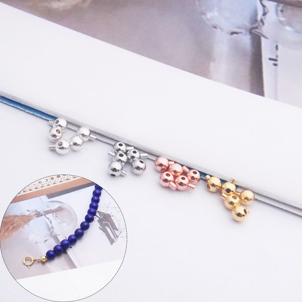 S925纯银圆收尾锁珠 手工DIY手链光面定位扣项链线头固定饰品配件