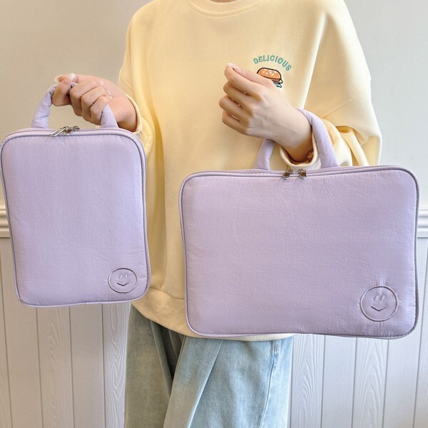 Cross-Border K-Style Small Fresh and Cute Smiling Face Satchel Liner Bag 11inch Tablet Bag 14inch Laptop Bubble Wrap Computer