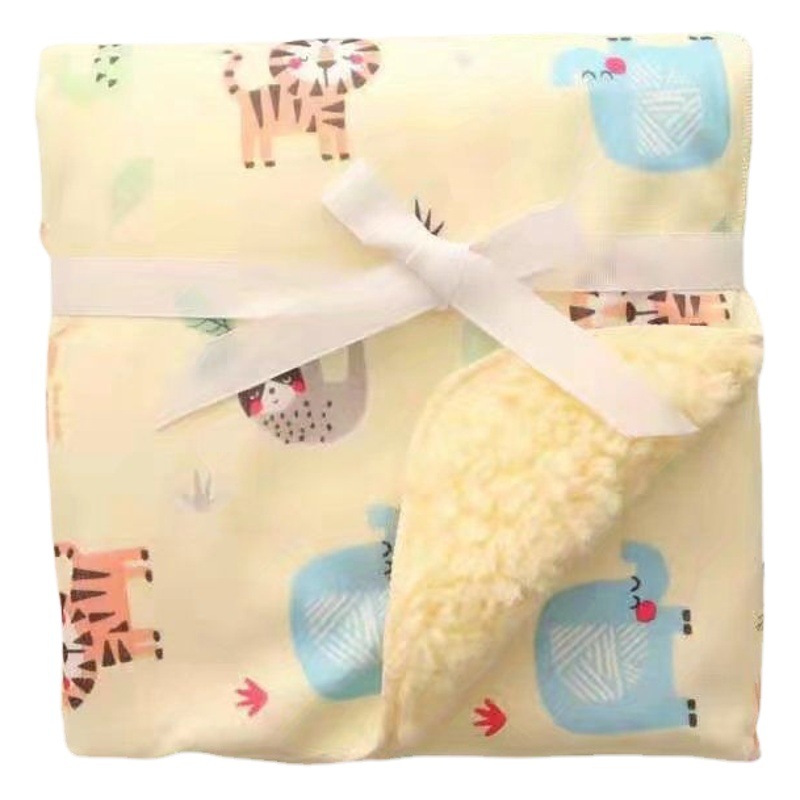 Manta calmante manta de lana de cordero manta cubierta de bebé cochecito de bebé manta a prueba de viento cuatro estaciones primavera y otoño verano Delgado recién nacido