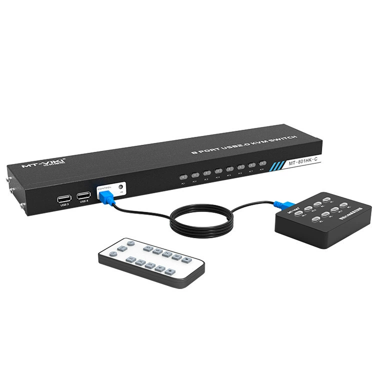 4K HDMI KVM переключатель MT-801HK-C 8‑портовый мульти-компьютерный коммутатор [с настольным контроллером]