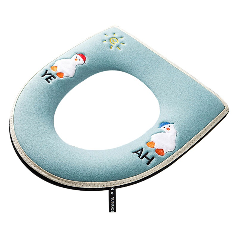 Feliz pato engrosada cubierta de asiento de inodoro cubierta de inodoro de dibujos animados universal impermeable pegatinas de inodoro simple almohadilla de inodoro