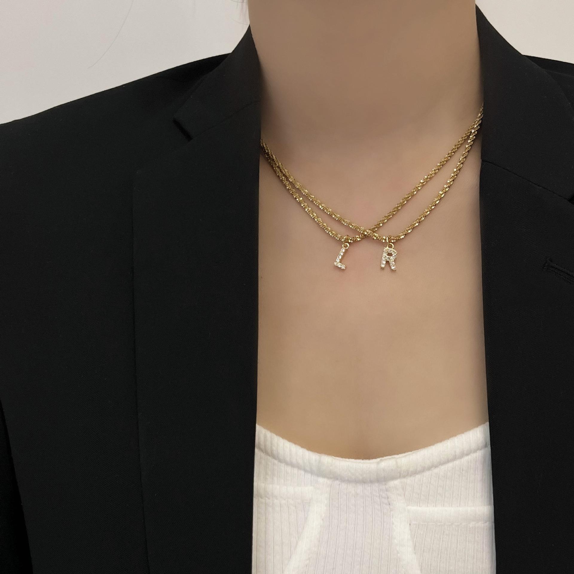 10g Weight Zircon Inlay Material Pendant Necklace Classification 1 Piece Quantity Holiday, Daily Occasion Titanium Steel Material Letter Pattern Women's Gender Plating, Inlay Design Simple Style, Classic Style Style Simple Style Classic Style Letter Titanium Steel Plating Inlay Zircon Pendant Necklace 11