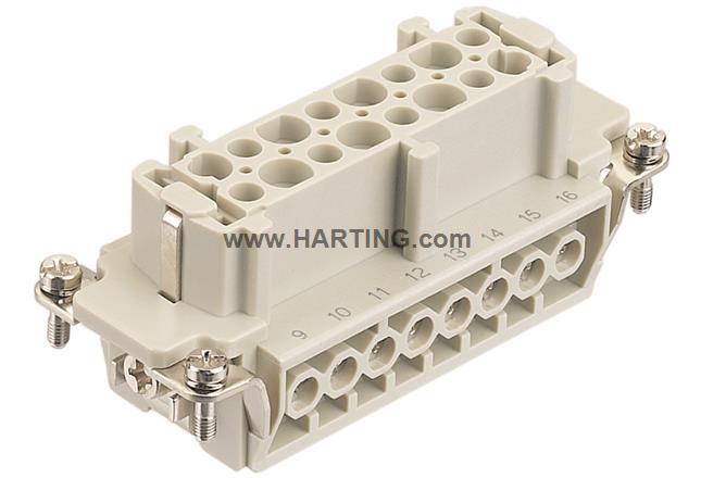 HARTING 09330162701 16针母芯 Han-16E-F-s 德国 哈丁 浩亭