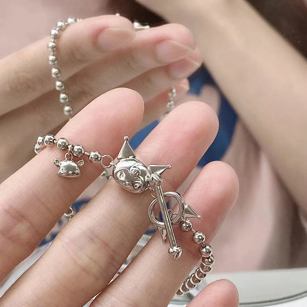 三麗鷗庫洛米圓珠手鍊女學生可愛甜美風卡通庫洛米庫巴佛珠手飾